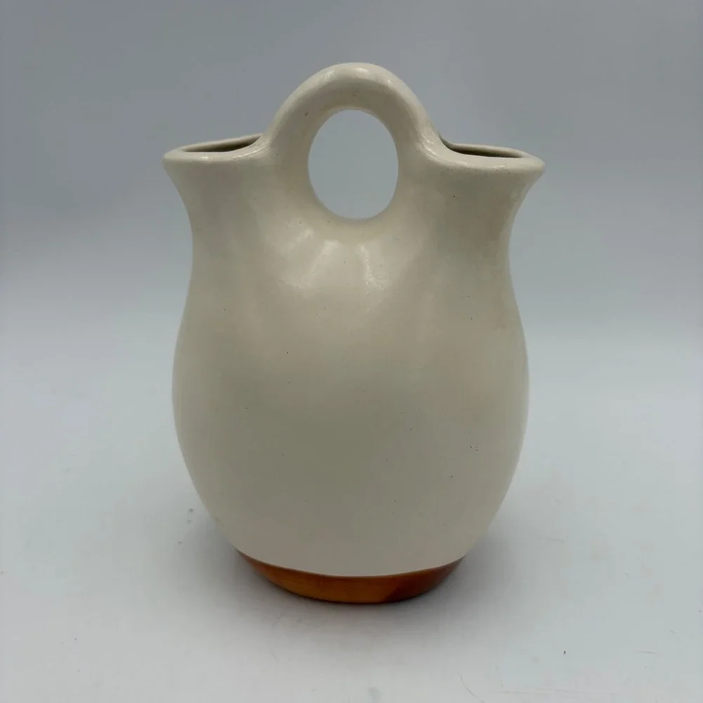 Janet Haefner Wedding Vase Southwest Ceramic Dual Spout Cream Signed‎ 6
